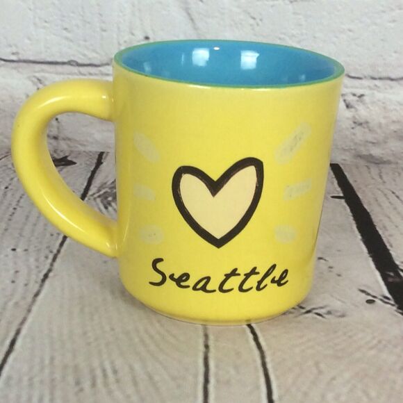 LUKE-A-TUKE ❤️Seattle Coffee/Tea Mug/Cup Yellow Ceramic Multicolored Collectible - Picture 2 of 6